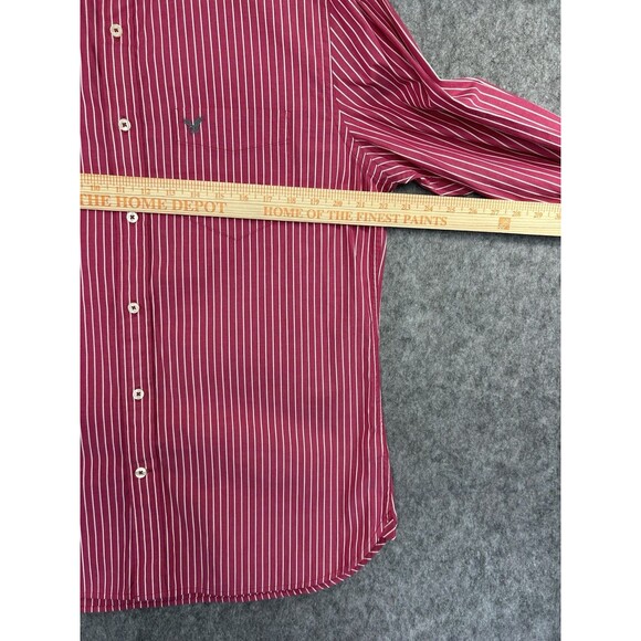 American Eagle Shirt Men's L Pink Striped Button Up Long Sleeve Preppy - Picture 5 of 7